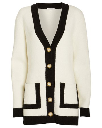 Contrast Knit Button Front Cardigan