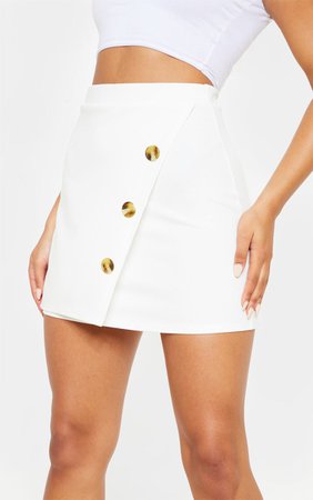 Cream Button Detail Skirt | Skirts | PrettyLittleThing USA