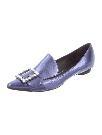 Marc Jacobs Metallic Leather Embellished Loafers - Shoes - MAR71393 | The RealReal
