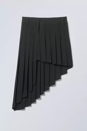Skylar Pleated Midi Skirt - Black - Weekday WW