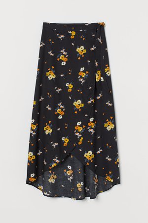 Wrapover Viscose Skirt - Black/floral - Ladies | H&M US