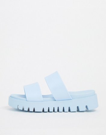 ASOS DESIGN Fletch chunky jelly flat sandals in blue | ASOS