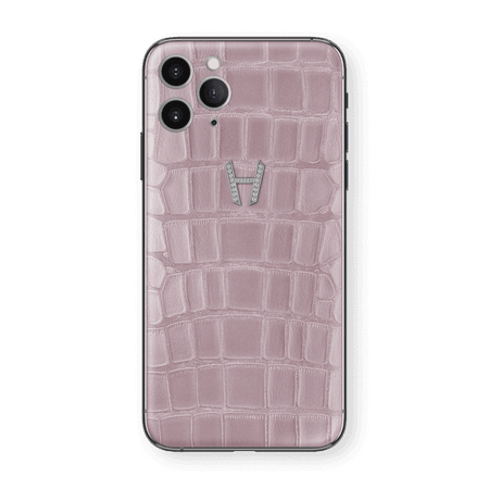 Hadoro iPhone 11 Pro Signature | Alligator - White Gold - Diamonds - Pink – Hadoro Paris