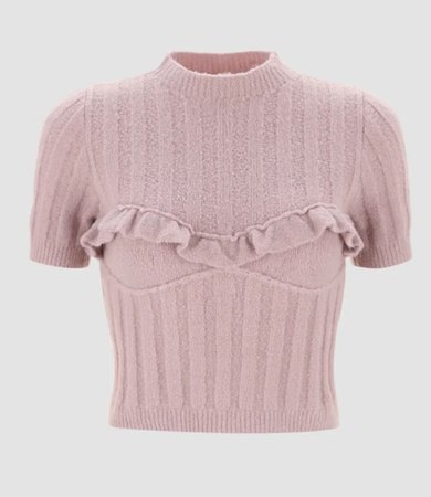 pink frilly sweater