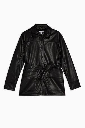 Faux Leather Tie Shacket | Topshop