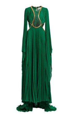 Crepe Georgette Pleated Gown By Elie Saab | Moda Operandi