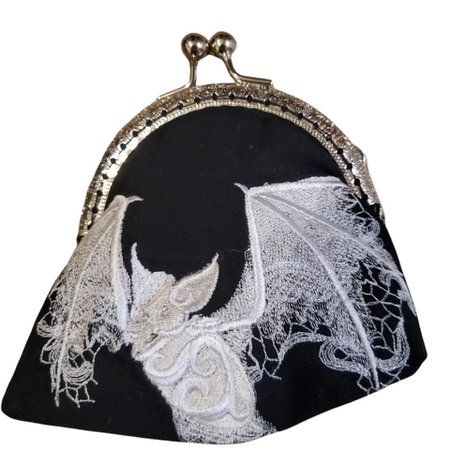 Embroidered bat coin purse [by reddit user u/Lickyourface8]