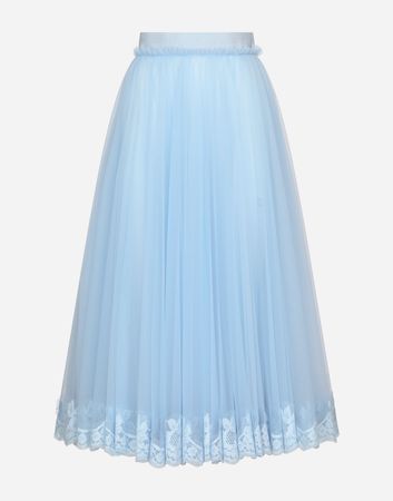 Tulle pencil skirt in Azure for Women | Dolce&Gabbana®