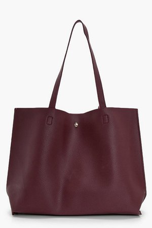 Large Popper Tote Shopper Bag | Boohoo