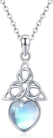 Celtic Knot Necklace Women's 925 Sterling Silver Heart Shaped Moonstone Chain Rainbow Moonstone Pendant Celtic Knot Jewellery Women Girls : Amazon.de: Jewellery
