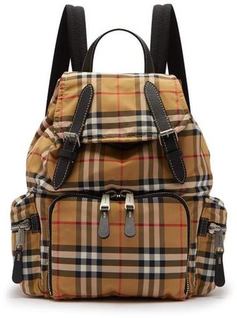 Vintage Check Canvas Backpack - Womens - Brown Multi