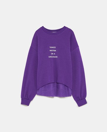 SWEATSHIRT WITH TEXT from Zara at £5.99