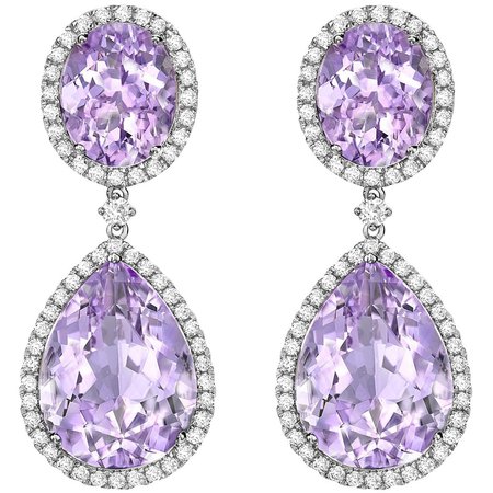 KIKI Lavender Amethyst Pear and Oval Drop Earrings