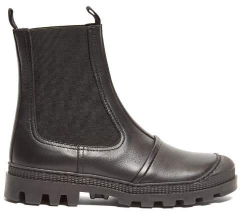 Tread Sole Leather Ankle Boots - Womens - Black