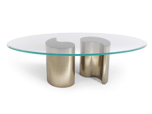 Oval wood and glass living room table ARP By ETRO Home Interiors