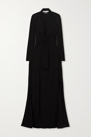 Cape-effect Jersey Halterneck Gown - Black