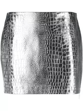 ROTATE crocodile-effect Metallic Mini Skirt - Farfetch