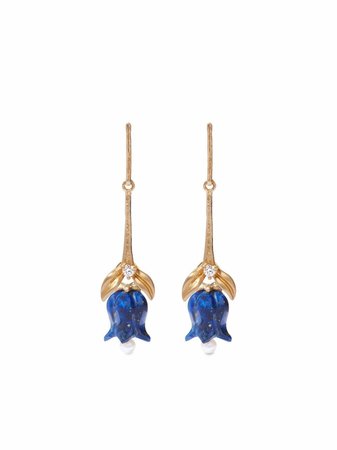 Annoushka 18kt yellow gold Tulip lapis lazuli drop earrings - FARFETCH