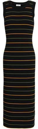 Striped Ribbed-knit Midi Dress