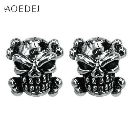 AOEDEJ Bone Skull Earrings For Men Stainless Steel Punk Earrings Stud - Guy Jewels