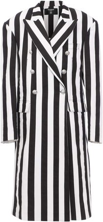 Balmain Striped Denim Double-Breasted Coat Size: 36