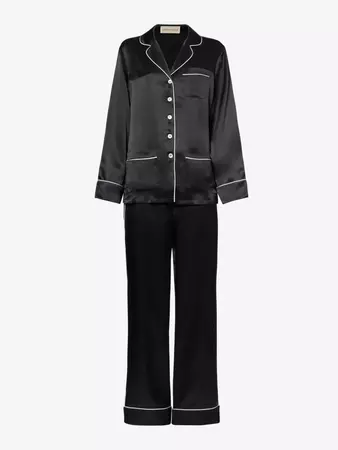 OLIVIA VON HALLE - Coco contrast-piping silk pyjama set | Selfridges.com
