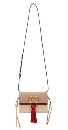 Valentino Tan & Pink Valentino Garavani Small VRing Bag
