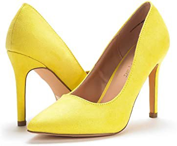 Amazon.com | DREAM PAIRS Women's Yellow Suede High Heel Pump Shoes - 7 M US | Pumps
