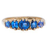 Antique Edwardian, 18 Carat Gold, Natural Ceylon Sapphire Five-Stone Ring For Sale at 1stdibs