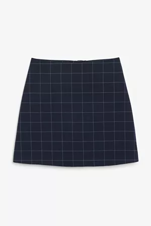 A-line mini skirt - Navy plaid - Mini skirts - Monki WW