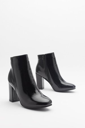Square the Pants Faux Patent Leather Boots | Shop Clothes at Nasty Gal!