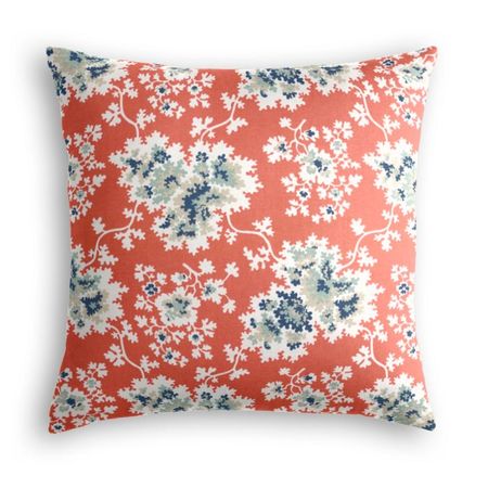 Blue & Pink Coral Leaf Pillow | Loom Decor