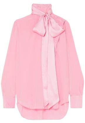 Pussy-bow Silk-crepe Blouse