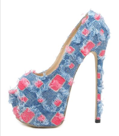 heels blue and pink