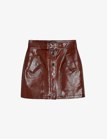 TOPSHOP - Mid-rise crocodile-embossed faux-leather mini skirt | Selfridges.com
