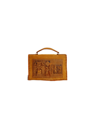 Egyptian brown leather vintage purse bag