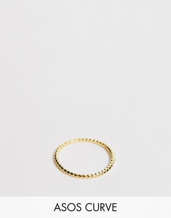 ASOS DESIGN Curve Sterling silver ring with gold plate in mini ball design | ASOS