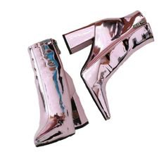 shiny metallic pink block heel boots polyvore pngs filler