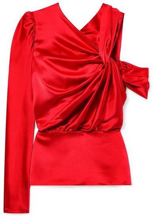 Silvia Tcherassi Brina Twisted Silk-charmeuse Blouse - Red