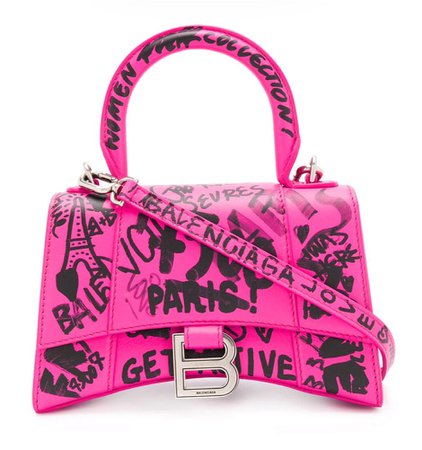 pink balenciaga pairs graffiti bag