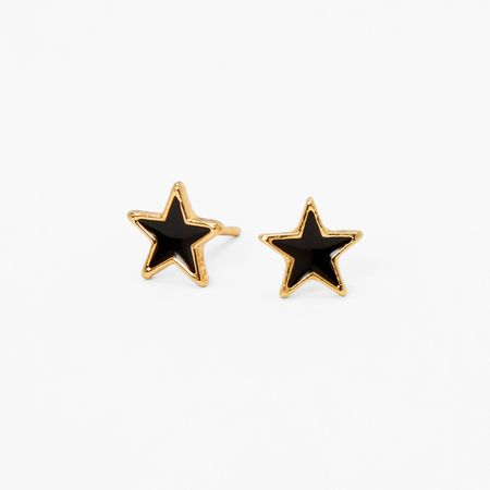 Black Gold Plated Star Stud Earrings | Claire's
