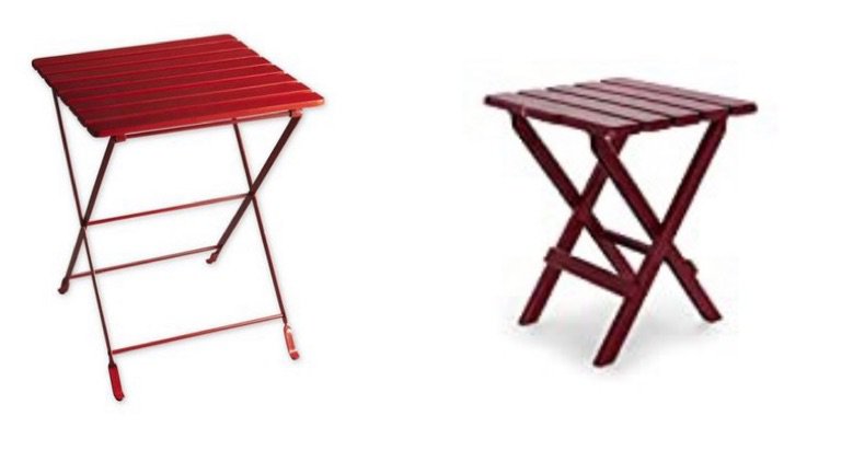 red folding side table