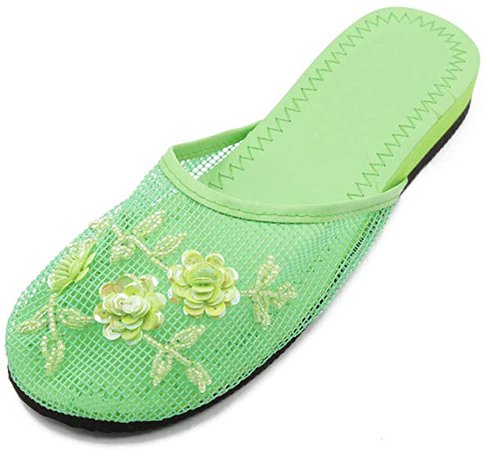 Amazon.com | Cammie Women's Floral Beaded Mesh Chinese Slippers | Slippers