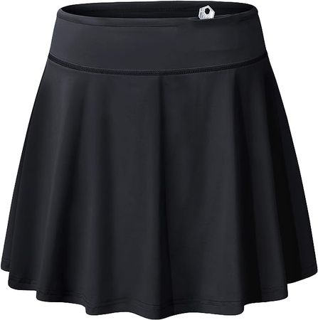 Blevonh Mini Skirt,Women High Waisted Tummy Control Pleated Tennis Skirts Girls Dressy Stretch Athletic Skorts Skirts Built in Shorts Ladies Quick-Drying Black Skort Active with Pocket L at Amazon Women’s Clothing store