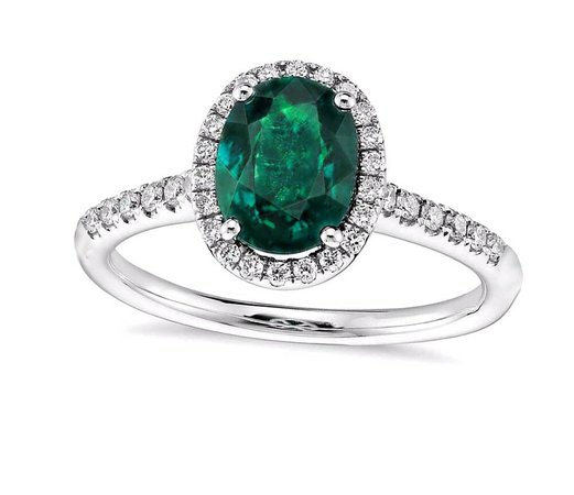 2.40 cts Natural Zambian Emerald Oval Cut and Diamond Halo 18k White Gold ring | eBay