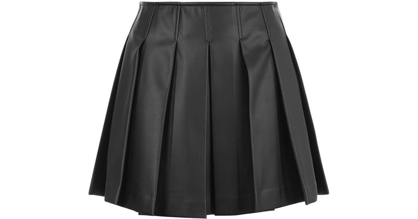 Armani Jeans Black Faux Leather Pleated Mini Skirt