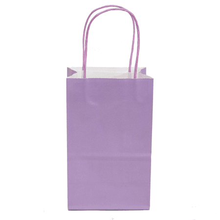 Gift Expressions Paper Gift Bags, 24 Count, Lavender Kraft Paper Bags, 5.25” x 8.5” x 3.5", 100% Recycled, Thick & Durable Eco Friendly Paper Bags with Handles, Goodie Bags, Party Bags