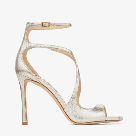 Champagne Glitter Leather Sandals | AZIA 110 | Summer 2022 collection | JIMMY CHOO