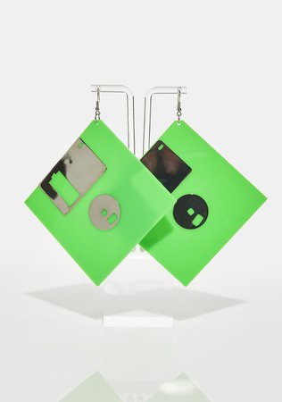 Floppy Disk Earrings - Green – Dolls Kill