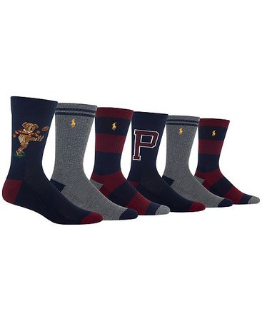 Polo Ralph Lauren Men's 6-Pk. Bear Crew Socks & Reviews - Underwear & Socks - Men - Macy's